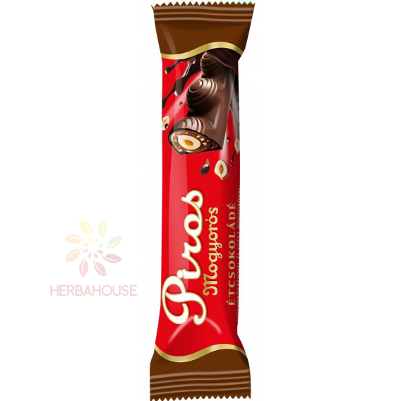Obrázok pre Piros mogyorós Horká čokoláda s orieškovým krémom a celými orieškami (35g)