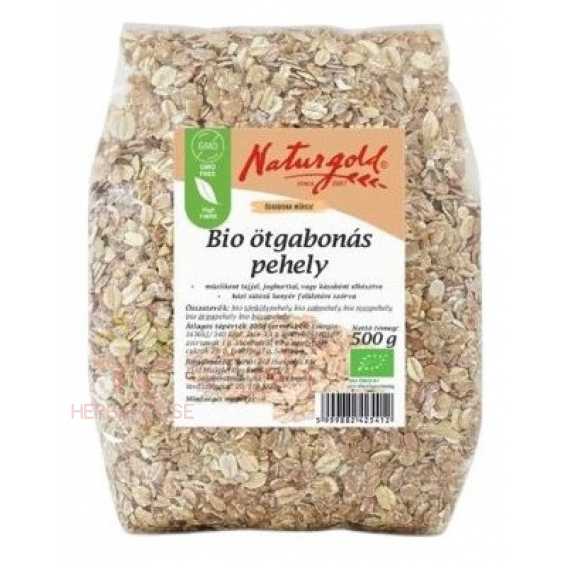 Obrázok pre Naturgold Bio päťzrnné vločky – pšeničné, špaldové, ovsené, jačmenné a ražné (500g)