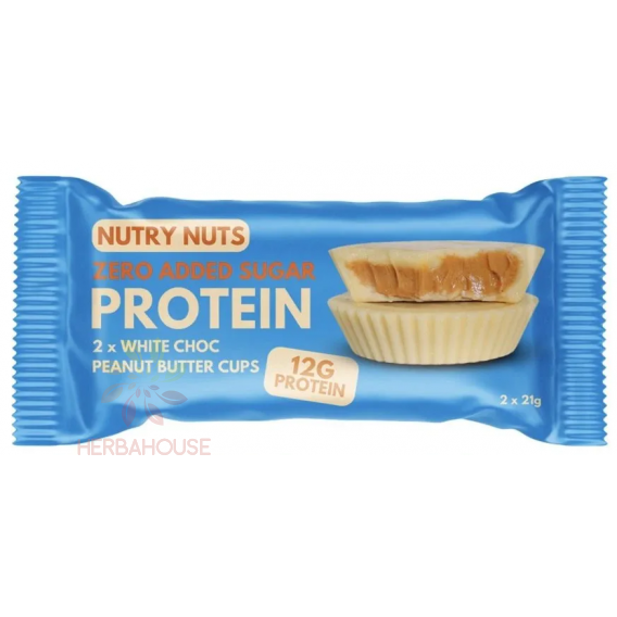 Obrázok pre Nutry Nuts Proteínové košíčky bez pridaného cukru – biela čokoláda s arašidovým krémom (42g)