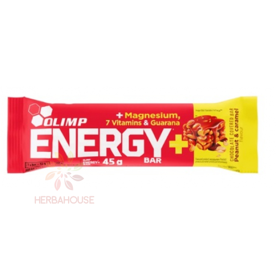Obrázok pre Olimp Energy+ Bar s magnéziom, vitamínmi a kofeínom z guarany - tyčinka v čokoláde arašidy a karamel (45g)