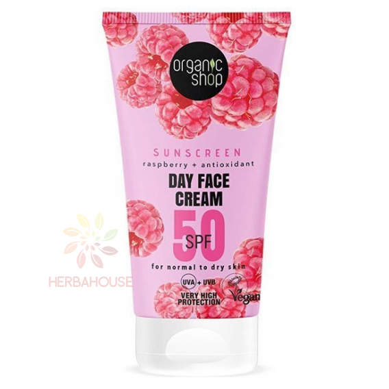 Obrázok pre Organic Shop Denný krém SPF50 s malinovým extraktom a antioxidantmi (50ml)