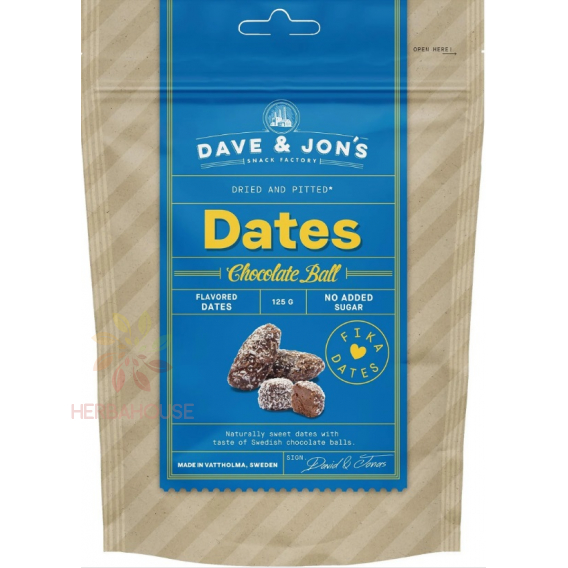 Obrázok pre Dave & Jon's Chocolate Ball Datle s príchuťou čokoládových guľôčok s kokosom (125g)  