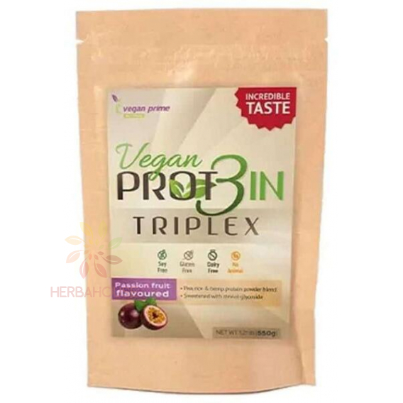 Obrázok pre Vegan Prime Vegan Prot3in Triplex bez pridaného cukru so stéviou - maracuja (550g)