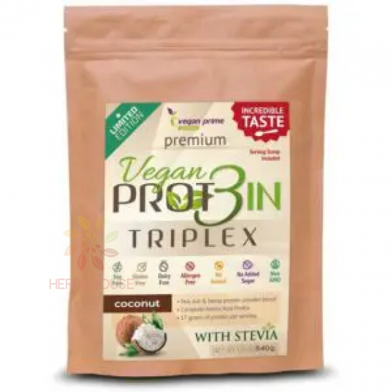 Obrázok pre Vegan Prime Vegan Prot3in Triplex bez pridaného cukru so stéviou - kokos (550g)