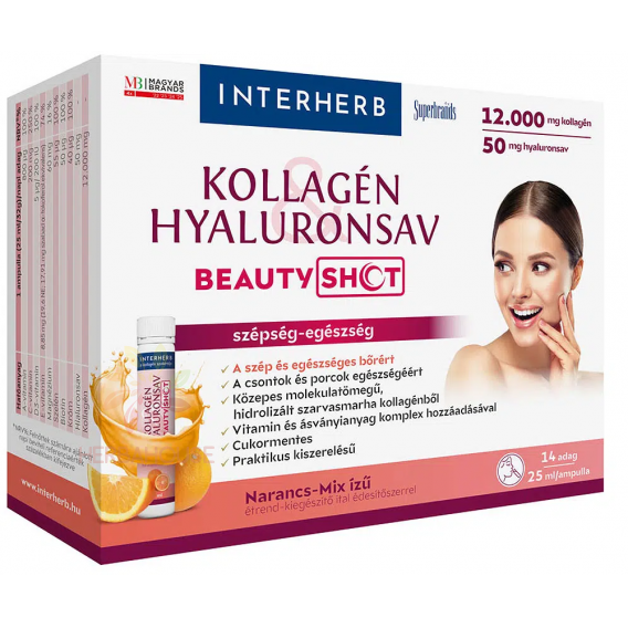 Obrázok pre Interherb Beauty Tekutý kolagénový shot s kyselinou hyalurónovou so sladidlom - pomarančovo-mixová chuť (350ml)