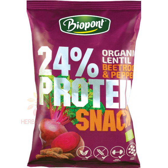 Obrázok pre Biopont Bio Proteínové šošovicové chrumky s cviklou a čiernym korením (50g)