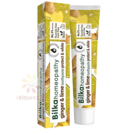 Obrázok pre Bilka Homeopathy Prírodná bieliaca zubná pasta bez fluoridu a SLS – zázvor a limetka (75g)