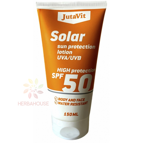 Obrázok pre JutaVit Solar Vodeodolné opaľovacie mlieko na telo a tvár s Aloe Vera SPF 50 (150ml)