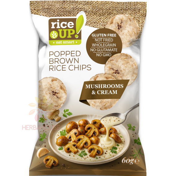Obrázok pre Rice Up Bezlepkový ryžový chips s príchuťou húb a smotany (60g)