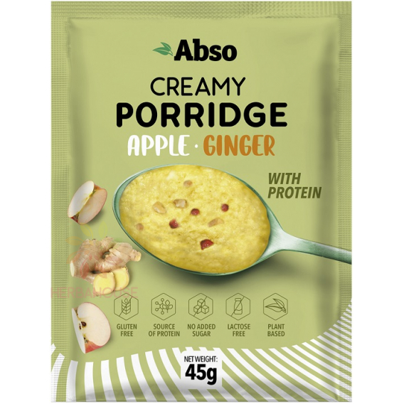 Obrázok pre Abso Bezlepková, bezlaktózová krémová ryžová kaša jablko – zázvor bez pridaného cukru (45g)