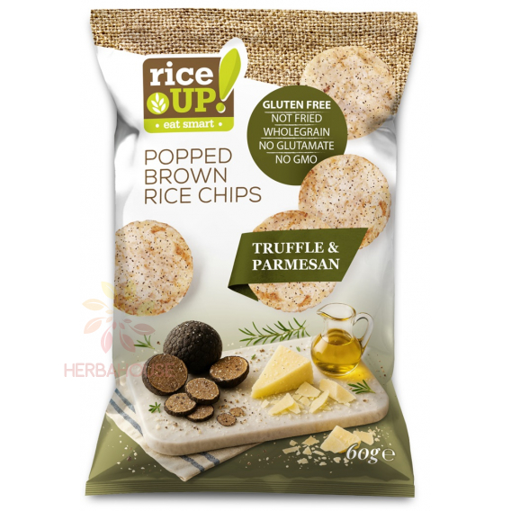 Obrázok pre Rice Up Bezlepkový ryžový chips s príchuťou hľuzovka a parmezán (60g)