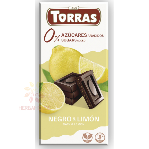 Obrázok pre Torras Bezlepková horká čokoláda s citrónom bez pridaného cukru (75g)