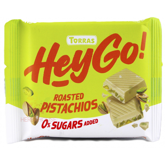 Obrázok pre Torras Hey Go Biela čokoláda s pistáciami bez pridaného cukru (60g)