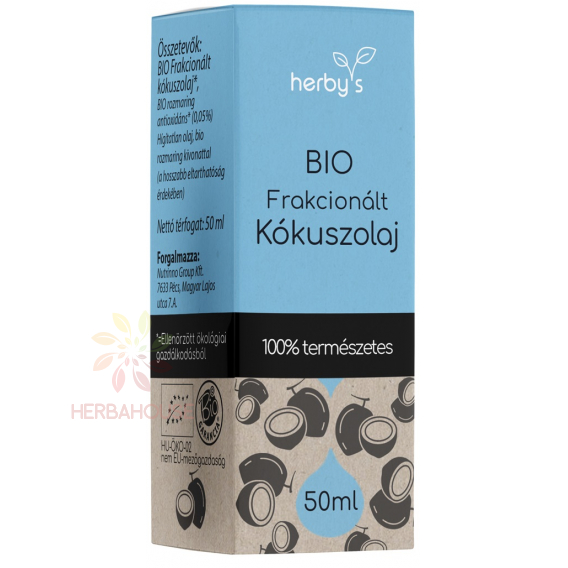 Obrázok pre Herbys Bio Frakcionovaný prírodný kokosový olej – nosný olej na esenciálne oleje, aromaterapiu a starostlivosť o pokožku (50ml)