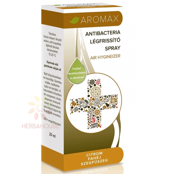 Obrázok pre Aromax Prírodný antibakteriálny osviežovač vzduchu v spreji s esenciálnymi olejmi - citrón, škorica, klinček (20ml)