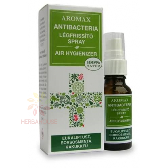 Obrázok pre Aromax Prírodný antibakteriálny osviežovač vzduchu v spreji s esenciálnymi olejmi - eukalyptus, mäta, tymian (20ml)