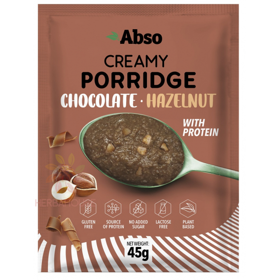 Obrázok pre Abso Bezlepková, bezlaktózová krémová ryžová kaša čokoláda – lieskový oriešok bez pridaného cukru (45g)