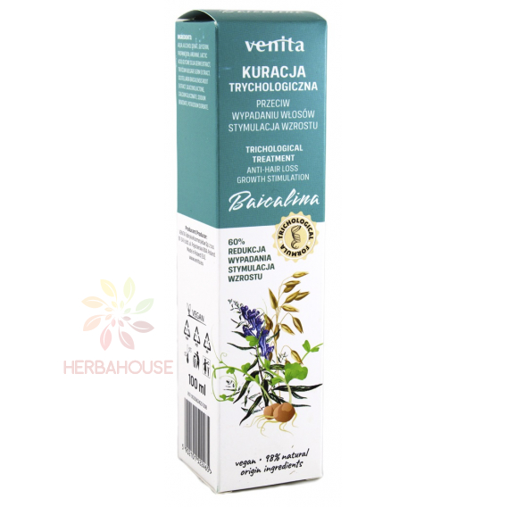 Obrázok pre Venita Baicalina trichologický vlasový elixír proti vypadávaniu vlasov – podpora rastu a hustoty vlasov (100ml)