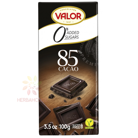 Obrázok pre Valor Bezlepková Horká čokoláda 85% bez pridaného cukru (100g)