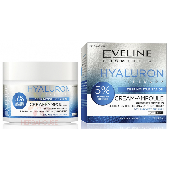 Obrázok pre Eveline Hyaluron Therapy denný a nočný krém-ampulka pre intenzívnu hydratáciu suchej a veľmi suchej pleti (50ml)