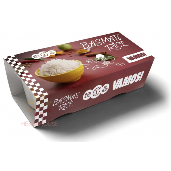 Obrázok pre Vamos! Basmati ryža varená – hotová dlhozrnná ryža, rýchla príloha (2 x 125g)
