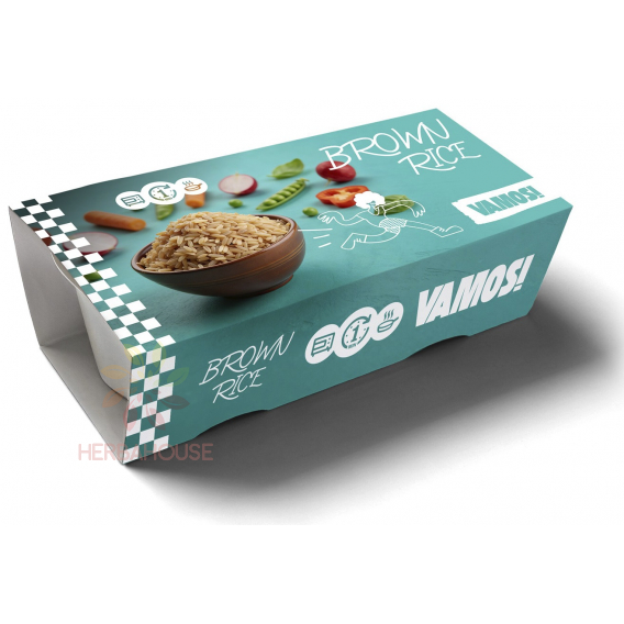 Obrázok pre Vamos! Hnedá ryža varená – hotová dlhozrnná ryža, rýchla príloha (2 x 125g)