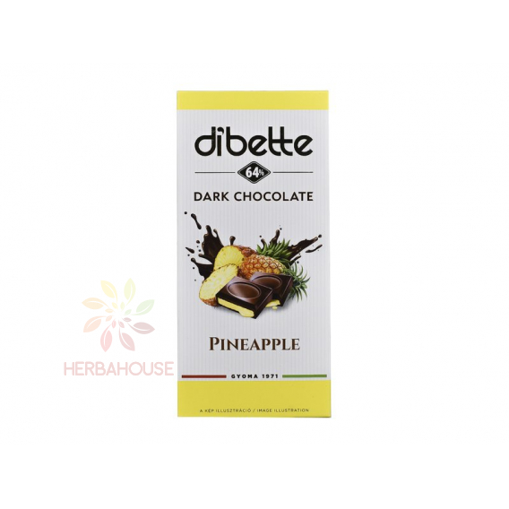 Obrázok pre Dibette Horká čokoláda s fruktózou plnená krémom s ananásovou príchuťou (80g)