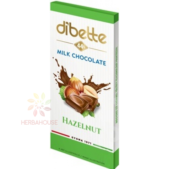 Obrázok pre Dibette Mliečna čokoláda s fruktózou plnená kakaovým krémom s lieskovo-orieškovou príchuťou (80g)