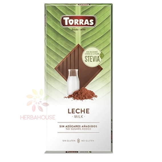 Obrázok pre Torras Bezlepková mliečna čokoláda bez pridaného cukru (100g)