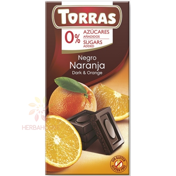Obrázok pre Torras Bezlepková horká čokoláda s pomarančom bez pridaného cukru (75g)