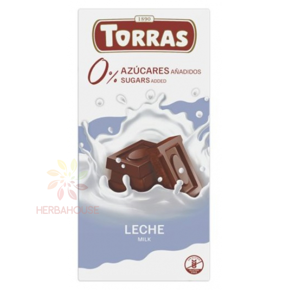 Obrázok pre Torras Bezlepková mliečna čokoláda bez pridaného cukru (75g)