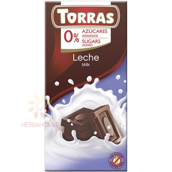Obrázok pre Torras Bezlepková mliečna čokoláda bez pridaného cukru (75g)