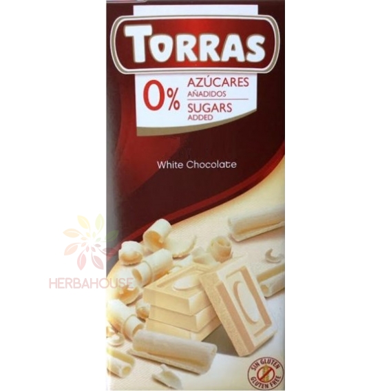 Obrázok pre Torras Bezlepková biela čokoláda bez pridaného cukru (75g)