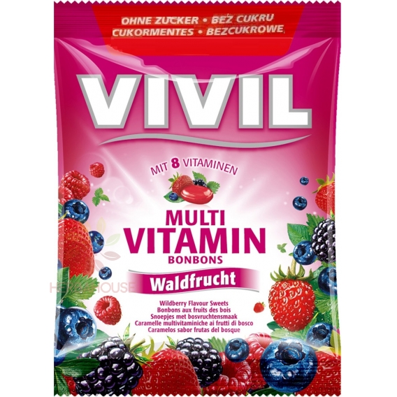 Obrázok pre Vivil Multivitamin drops bez cukru lesné plody 8 vitamínov (60g)