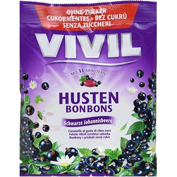 Obrázok pre Vivil Husten Bonbons drops bez cukru čierne ríbezle s 11 bylinami (60g)