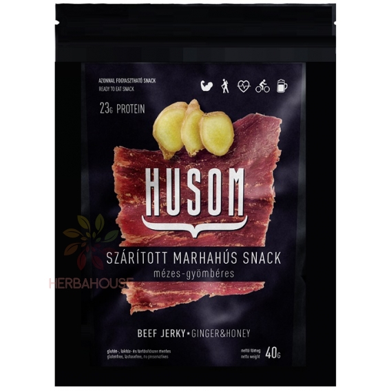 Obrázok pre Husom Beef Jerky Sušené hovädzie mäso s medom a zázvorom (40g)