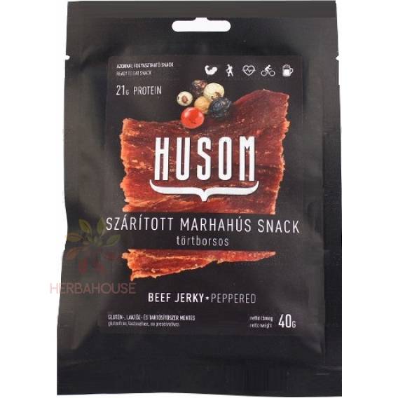 Obrázok pre Husom Beef Jerky Sušené hovädzie mäso s čiernym korením (40g)