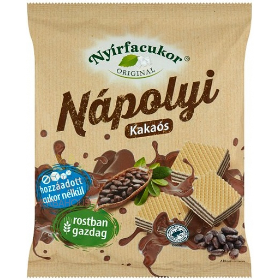 Obrázok pre Nyírfacukor Oblátky plnené kakaovým krémom bez cukru so xylitolom (180g)