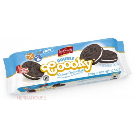 Obrázok pre Coppenrath Čokoládové sušienky bez lepku a bez laktózy s vanilkovou náplňou (300g)
