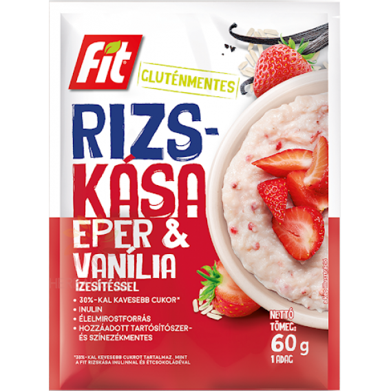Obrázok pre Fit Bezlepková Ryžová kaša s jahodami, vanilkou a inulínom (60g)