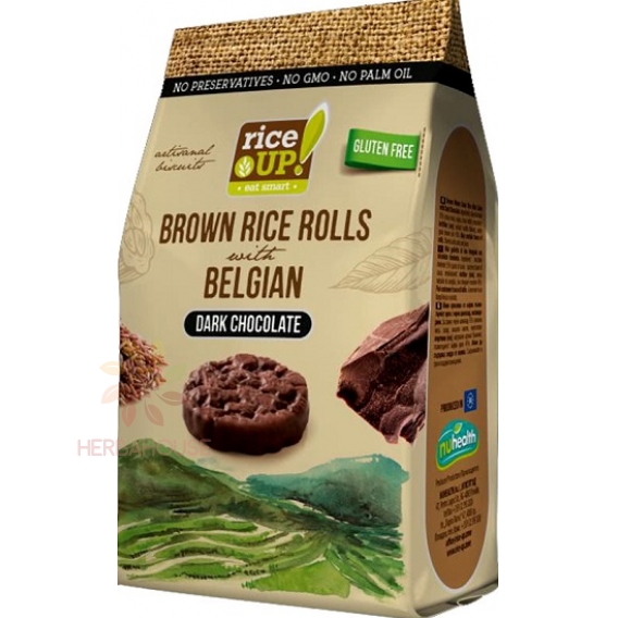 Obrázok pre Rice Up Bezlepkový Celozrnný ryžový snack s horkou čokoládou (50g)
