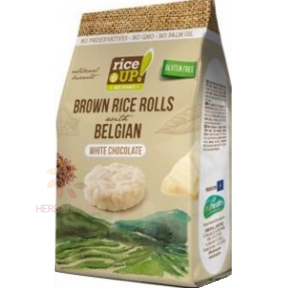 Obrázok pre Rice Up Bezlepkový Celozrnný ryžový snack s bielou čokoládou (50g)