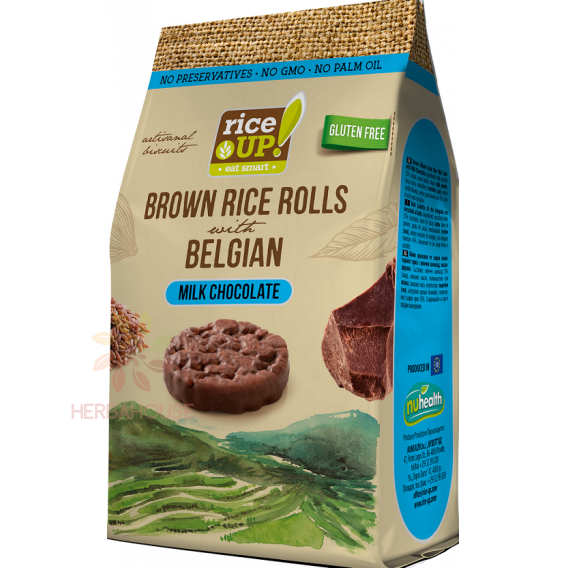 Obrázok pre Rice Up Bezlepkový Celozrnný ryžový snack s mliečnou čokoládou (50g)