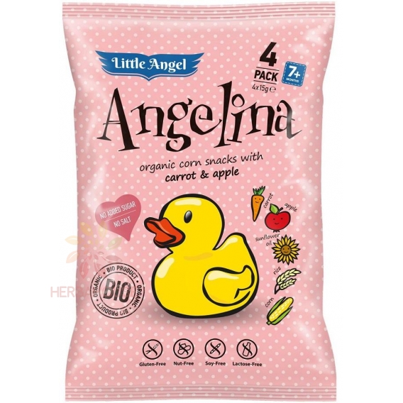 Obrázok pre McLloyd´s Little Angel Bio Angelina kukuričny snack s mrkvou a jablkom (4x15g)