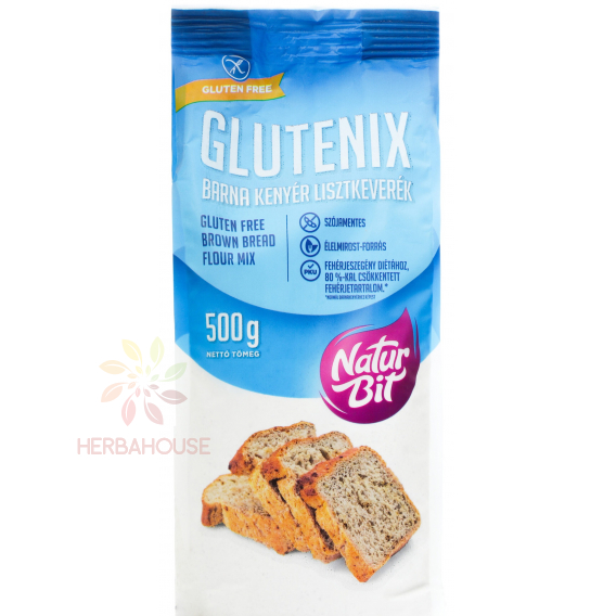 Obrázok pre Naturbit Glutenix Bezlepková múčna zmes na prípravu hnedého chleba (500g) 