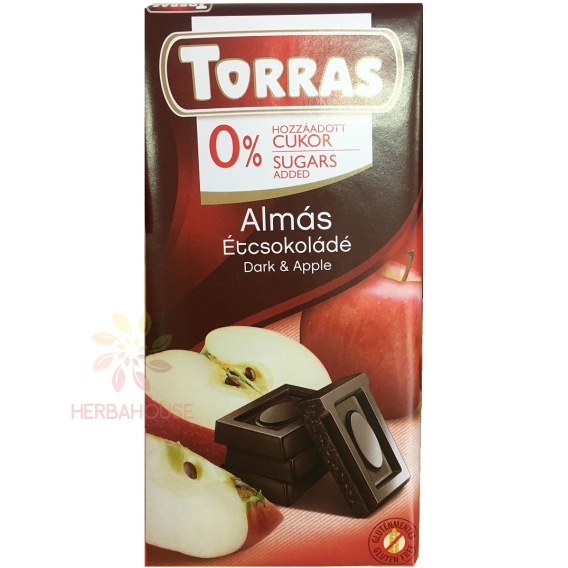 Obrázok pre Torras Bezlepková horká čokoláda s jablkom bez pridaného cukru so sladidlom (75g)