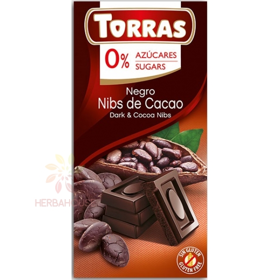 Obrázok pre Torras Bezlepková horká čokoláda s kakaovým bôbom bez pridaného cukru (75g)