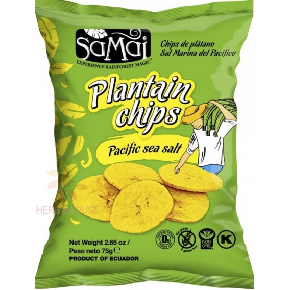 Obrázok pre Samai Banánové chipsy Plantain s morskou soľou (75g)
