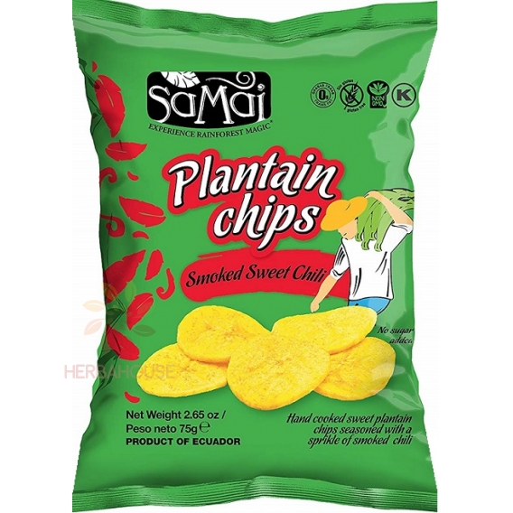 Obrázok pre Samai Banánové chipsy Plantain sladké chilli (75g)