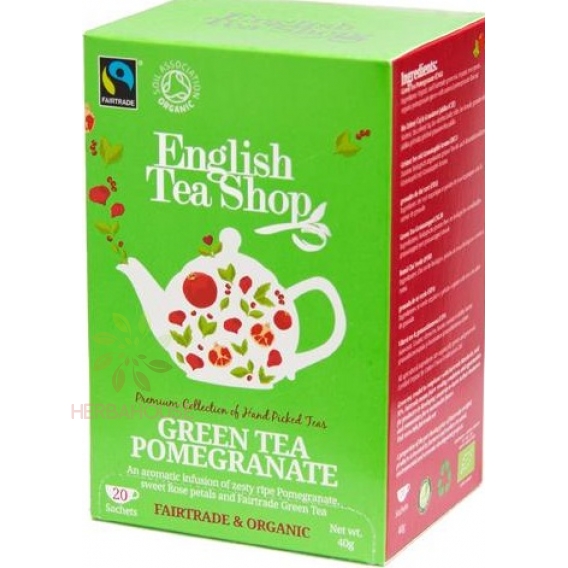 Obrázok pre English Tea Shop Bio Zelený čaj Granátové jablko (20ks)